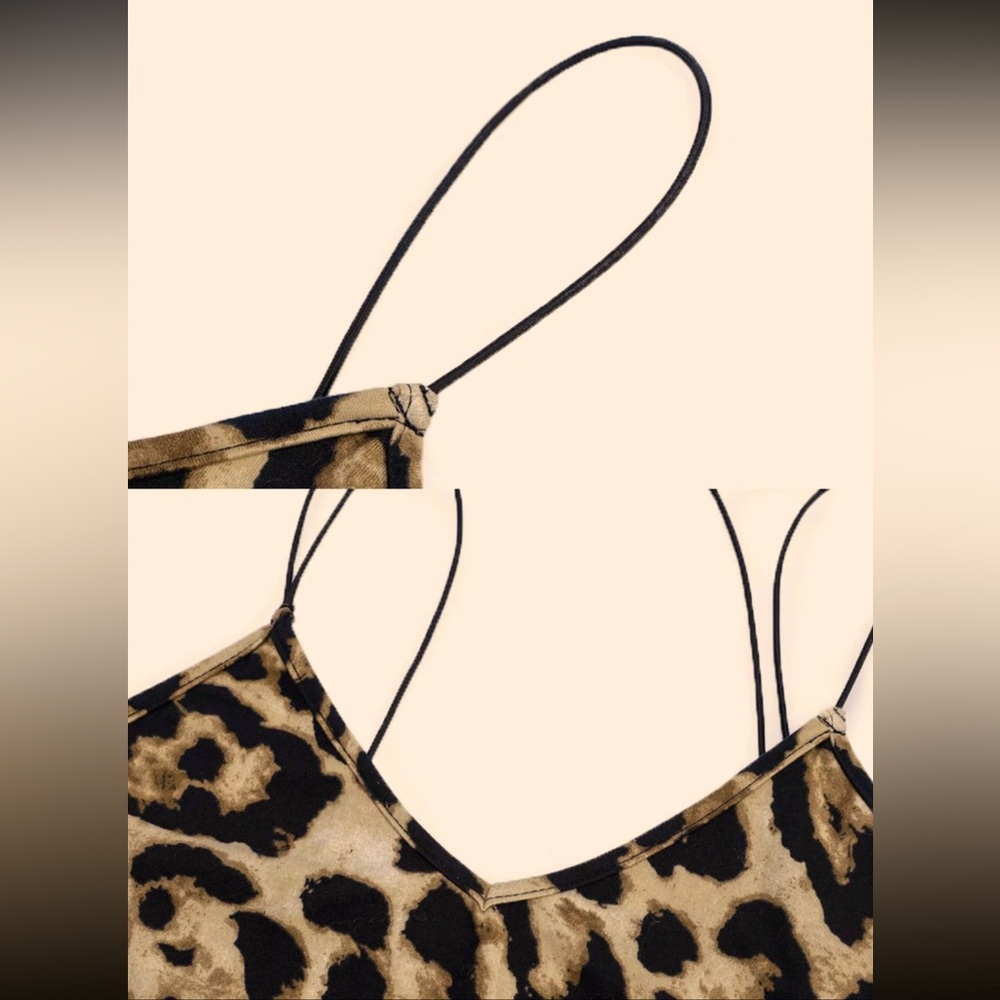 Bodycon All Over Leopard Print Cami Maxi Dress Size New Boutique - Picture 4 of 5